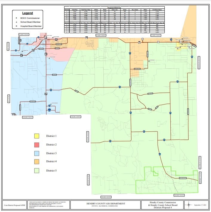 Proposed Hendry County district map Sept. 28, 2021